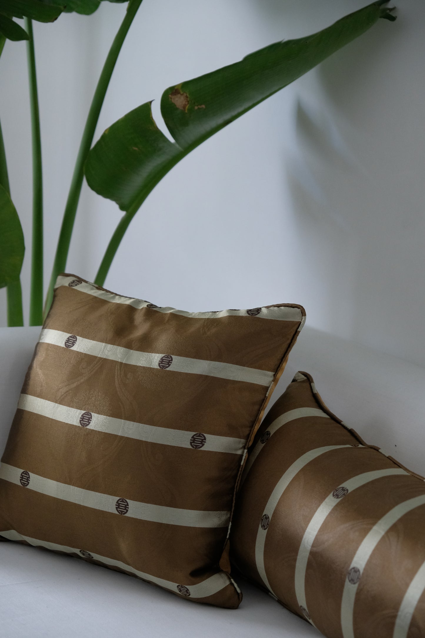 KIPU SILK CUSHION - MUSTARD BROWN