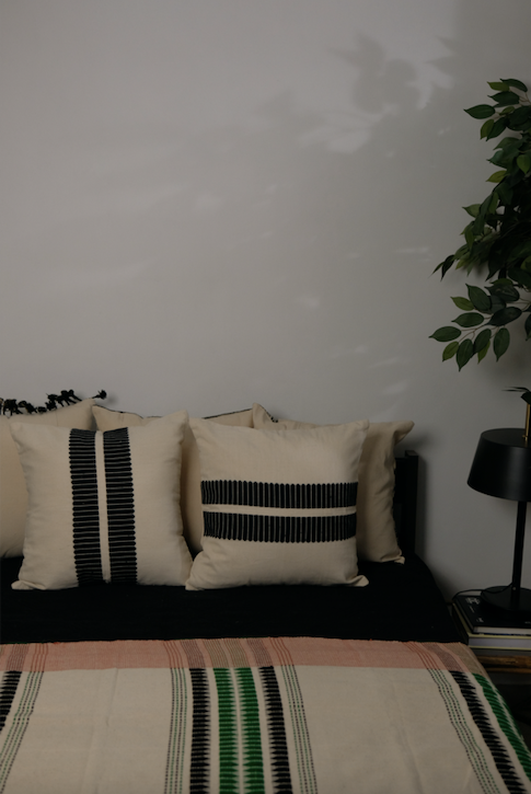 KEIBUL HANDWOVEN THROW - GREEN AND BLACK