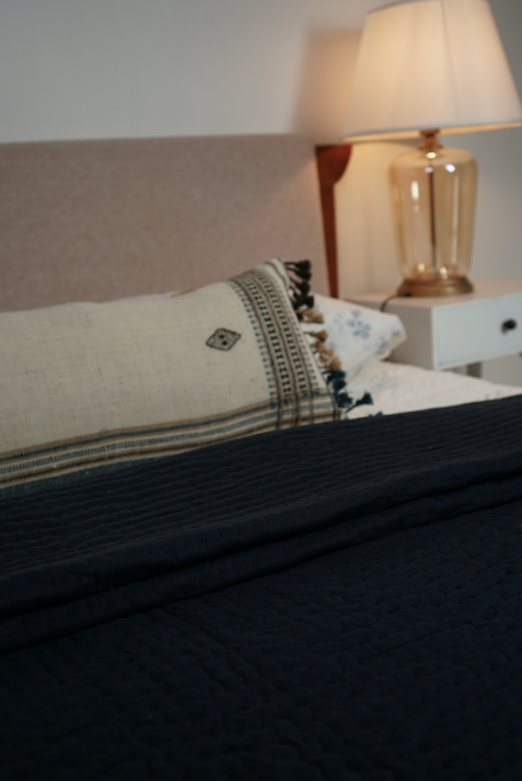 MIDNIGHT KANTHA QUILT - BLUE
