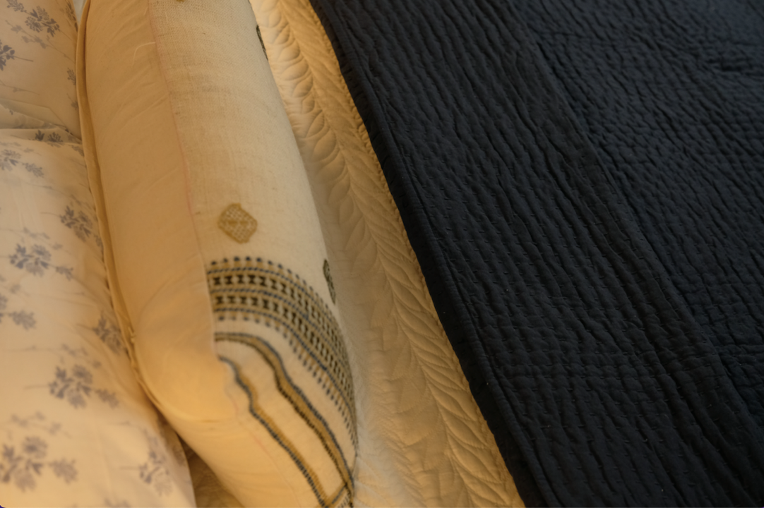 MIDNIGHT KANTHA QUILT - BLUE