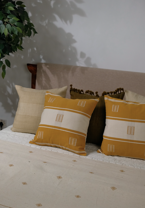 BARAK HANDWOVEN CUSHION - CHICKPEA YELLOW