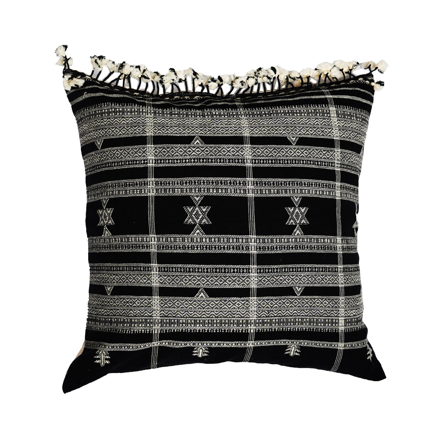 GEHRO TASSELED CUSHION- BLACK AND WHITE