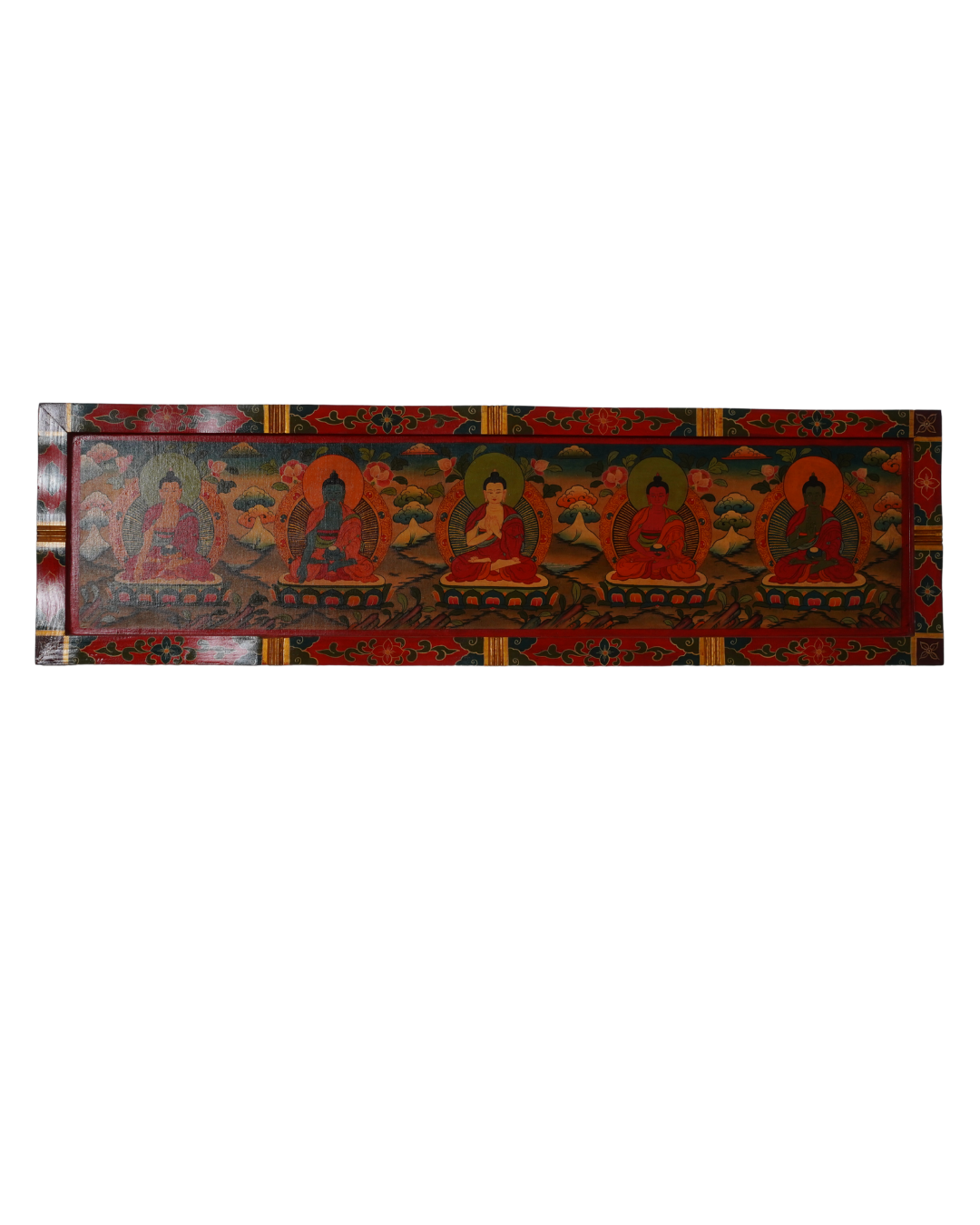 PANCH BUDDHA THANGKA WALL ART - HORIZONTAL