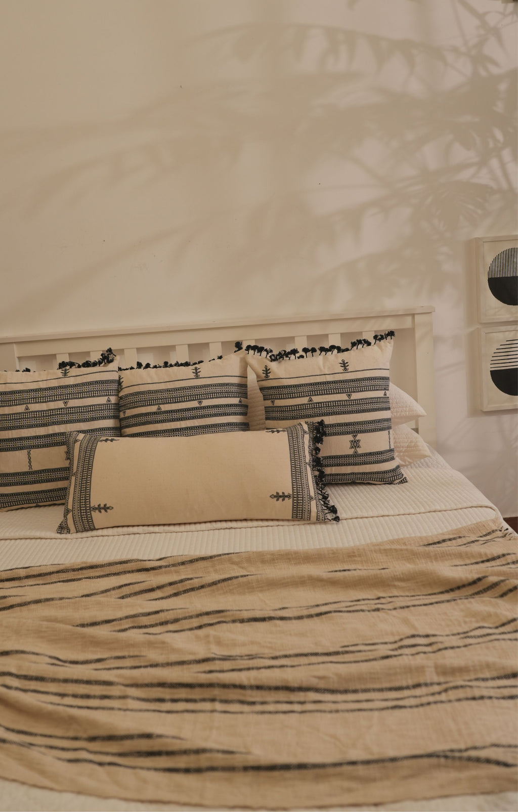 NOOL HANDWOVEN LUMBAR - IVORY AND BLACK