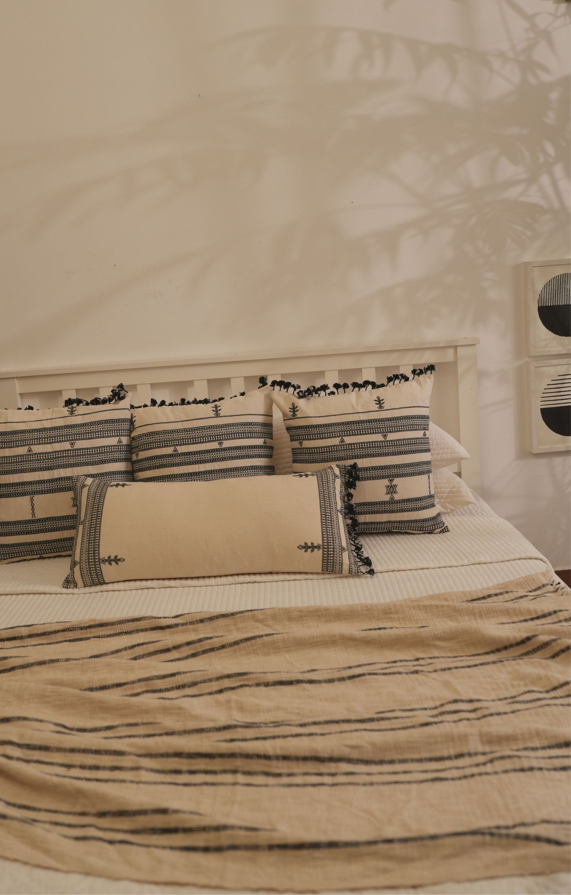 NOOL HANDWOVEN LUMBAR - IVORY AND BLACK