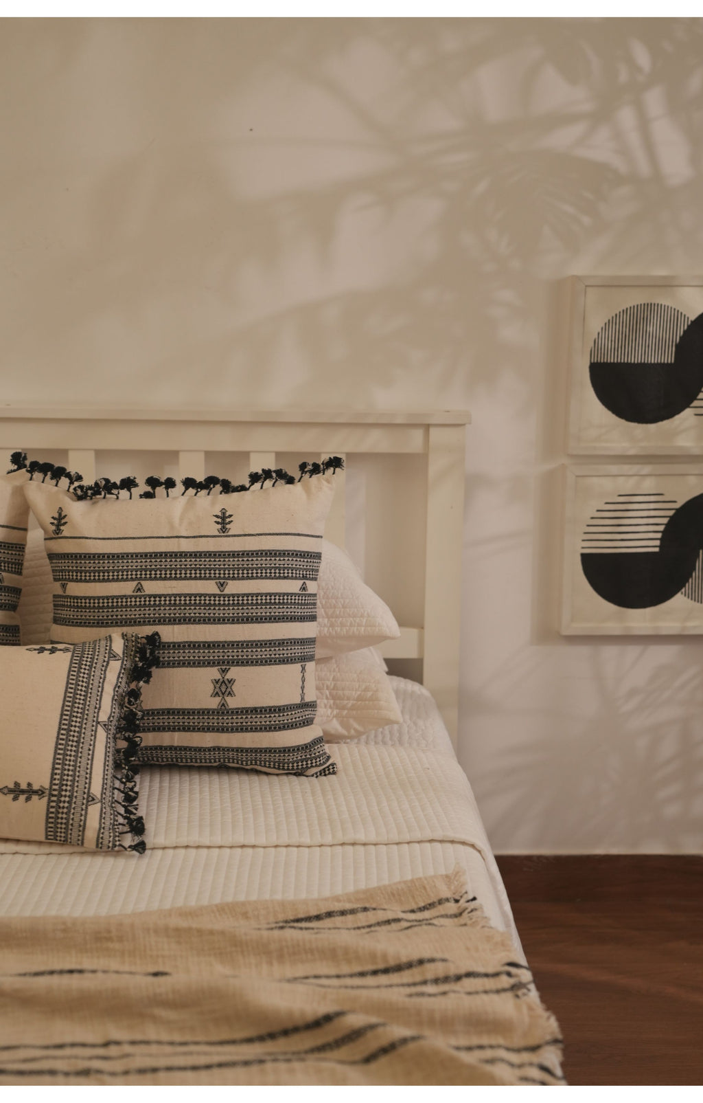 NOOL HANDWOVEN LUMBAR - IVORY AND BLACK