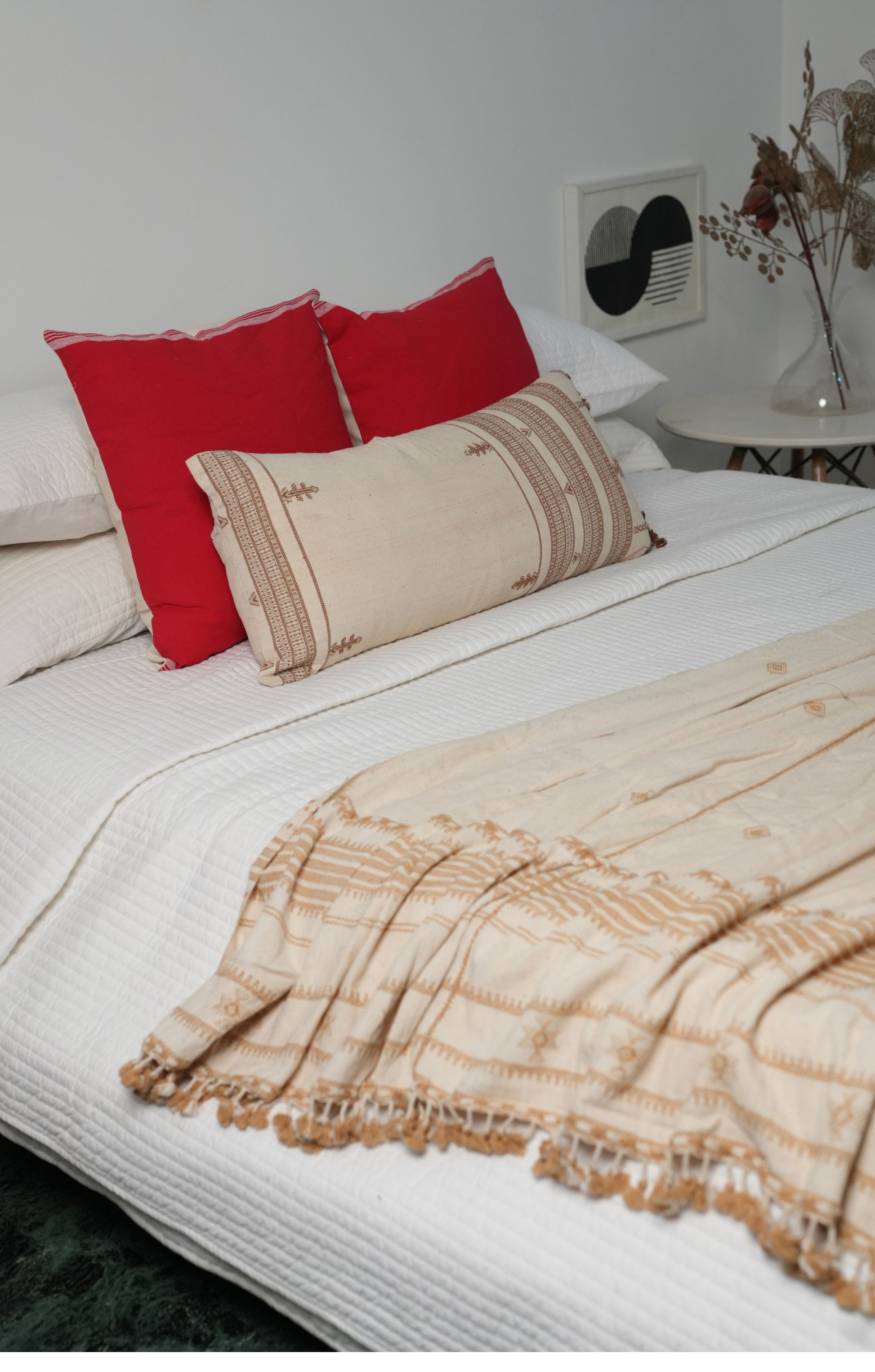 SAAJ HANDWOVEN THROW - BEIGE AND BROWN