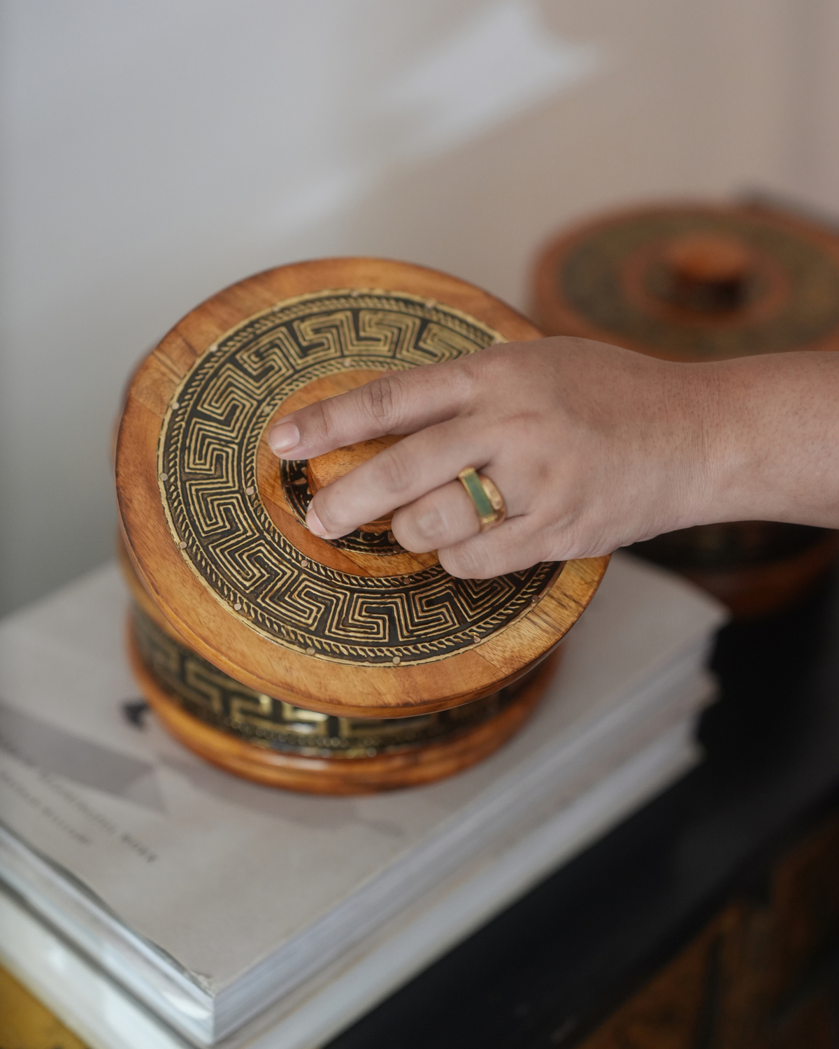 ZEMU  BOX - WOOD WITH BRASS DETAILING