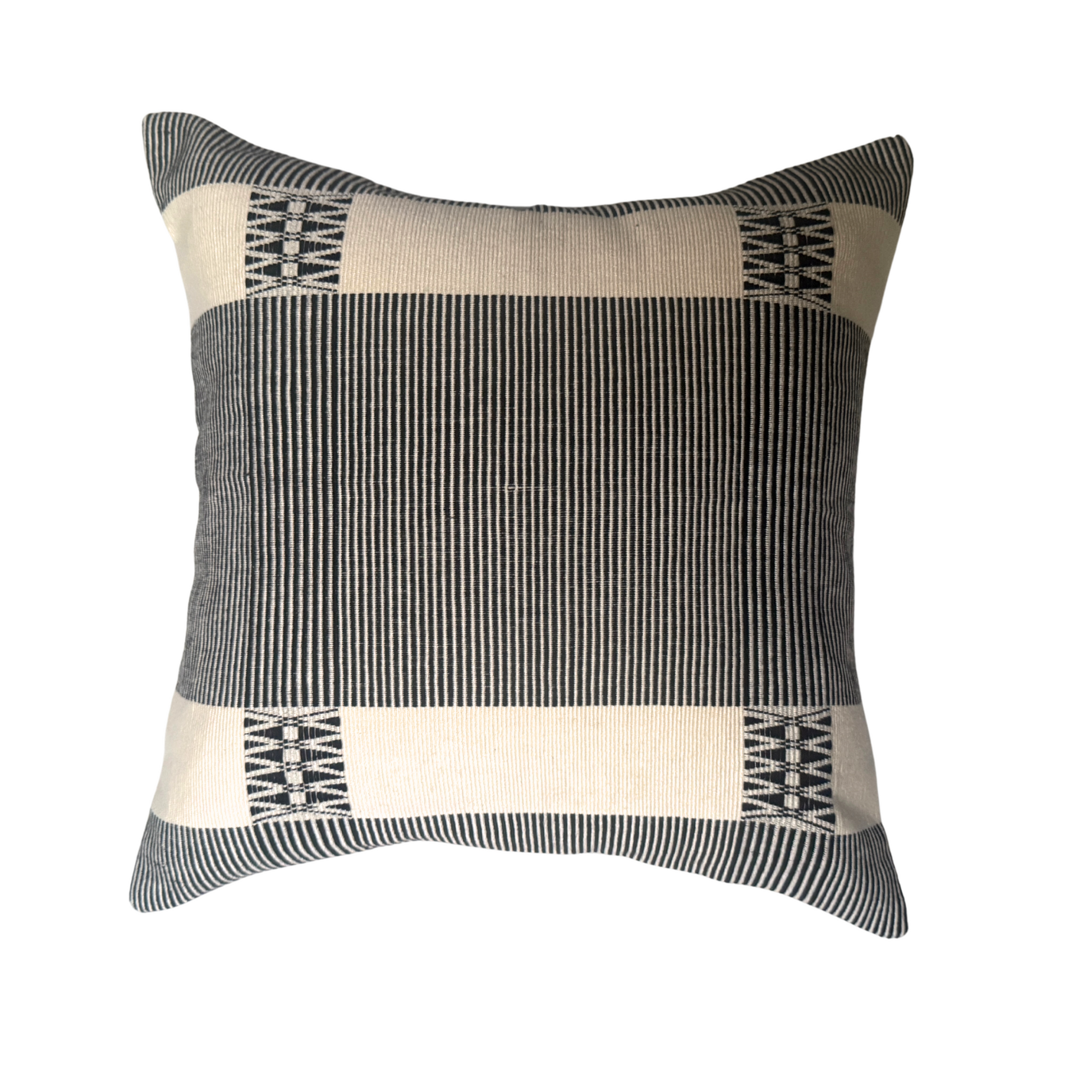 KASAI HANDWOVEN CUSHION - GREY AND BLACK