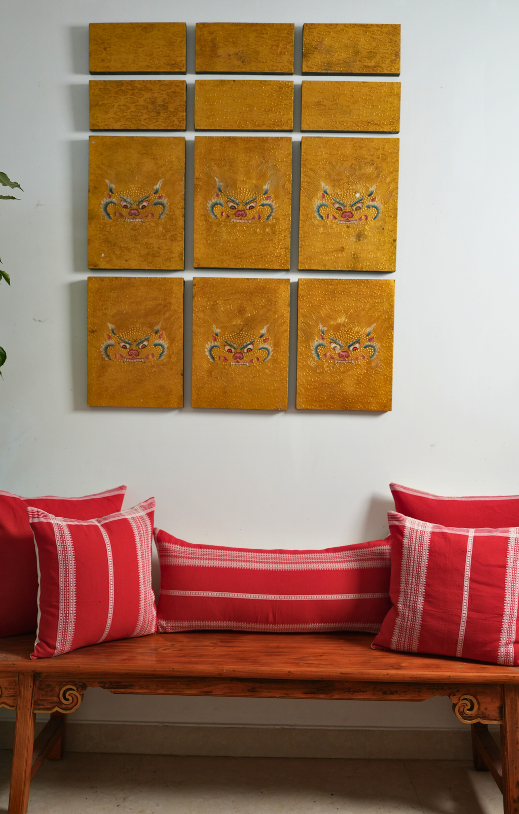 GURAS HANDWOVEN CUSHION - VIBRANT RED