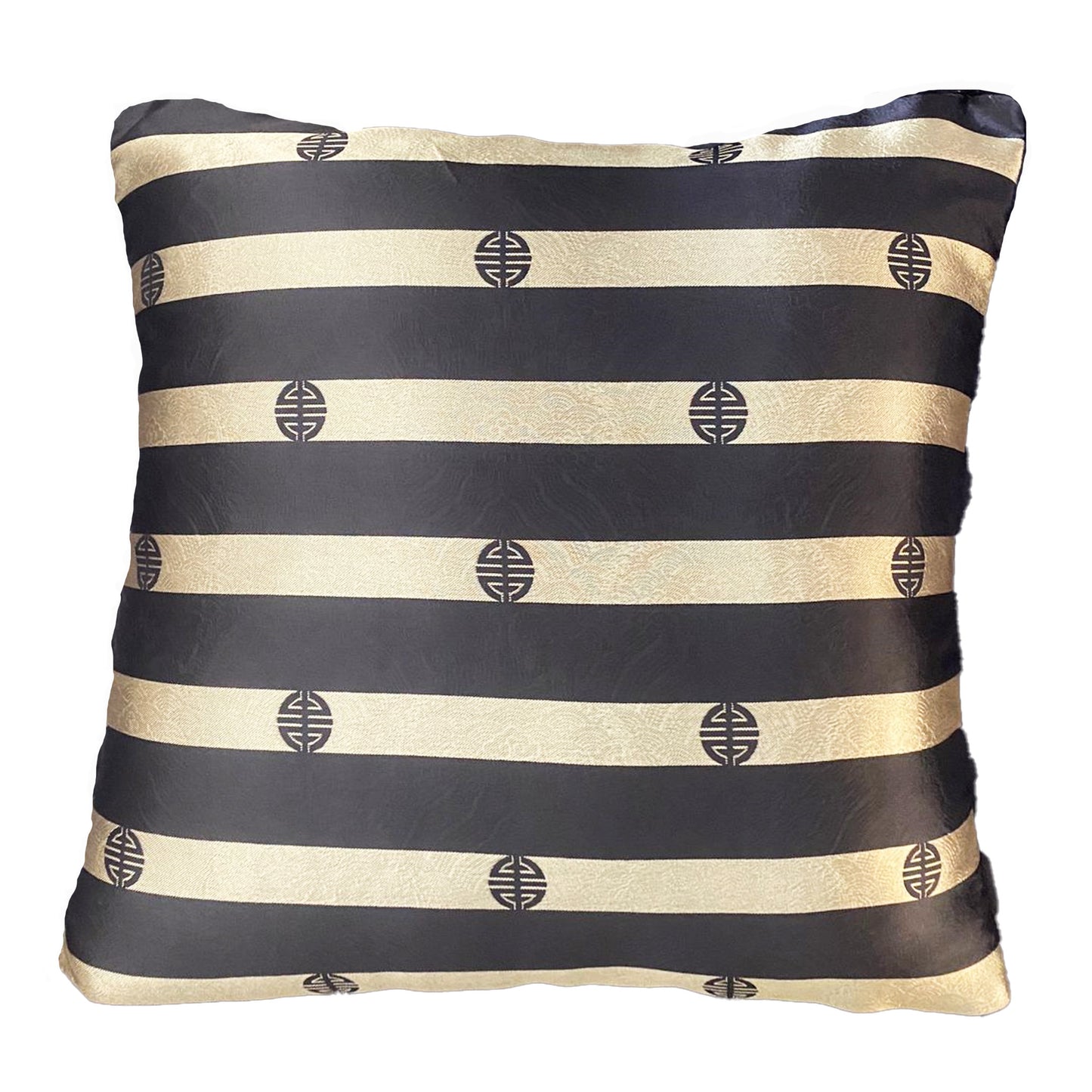 ZAYA SILK CUSHION - BLACK AND GOLD