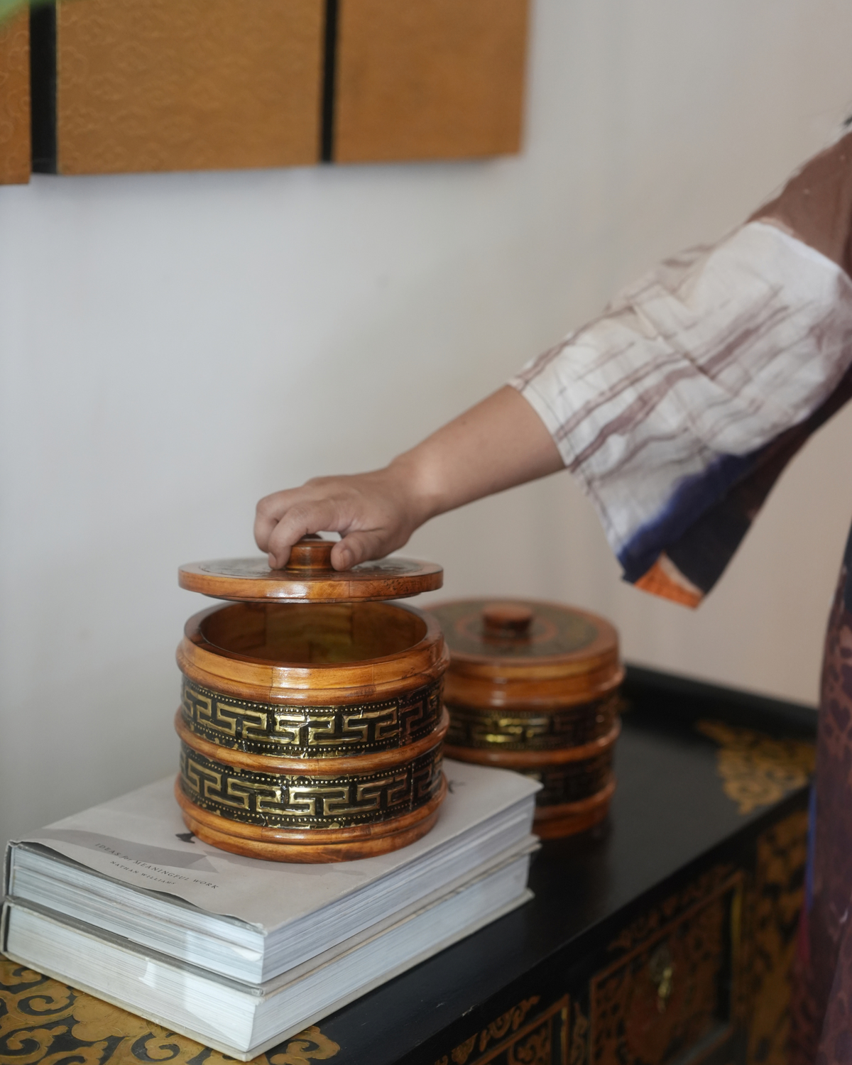 ZEMU  BOX - WOOD WITH BRASS DETAILING