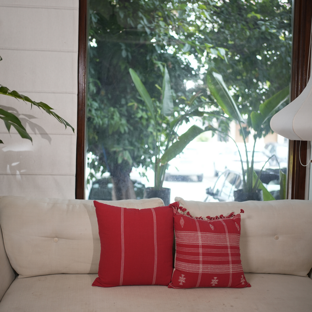 TAMA HANDWOVEN CUSHION - RED