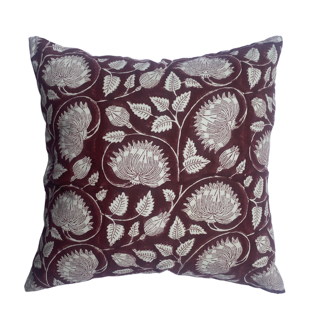PALEM FLORAL CUSHION - PLUM