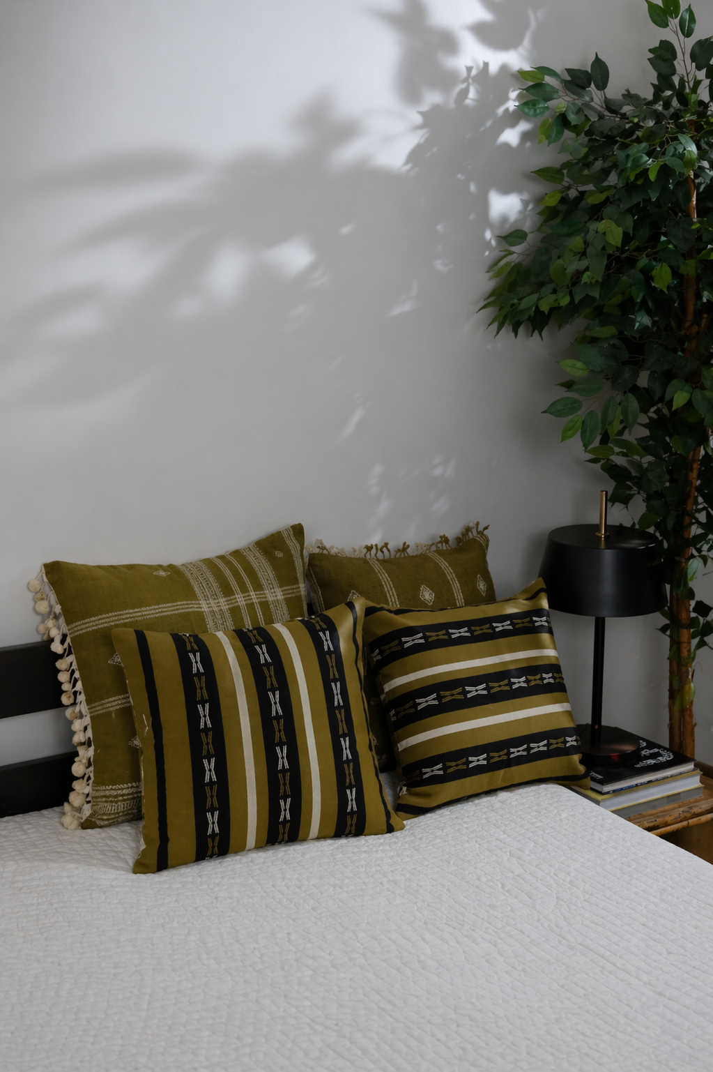 BEKI HANDWOVEN CUSHION - OLIVE GREEN