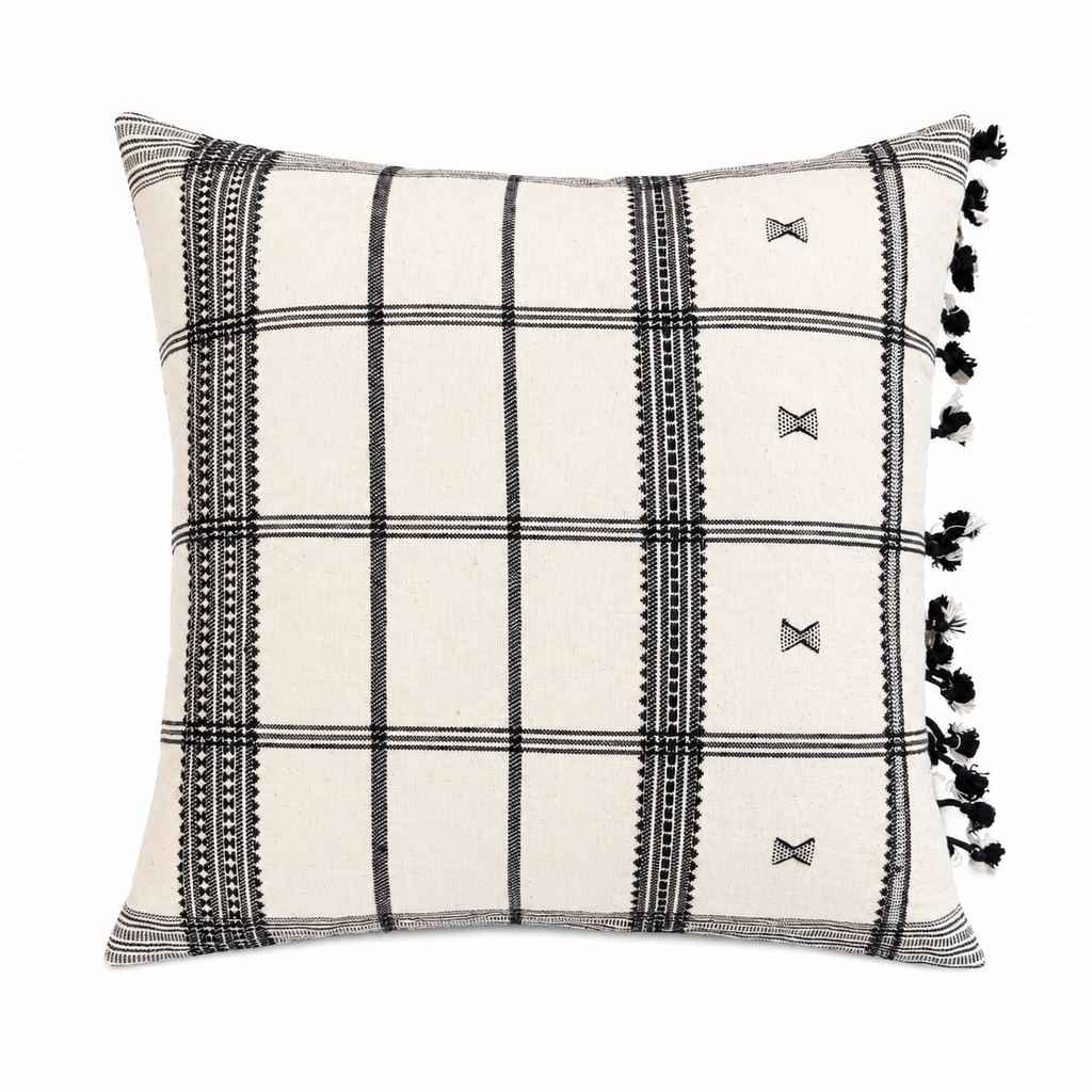 BHOMA HANDWOVEN CUSHION - MONOCHROME
