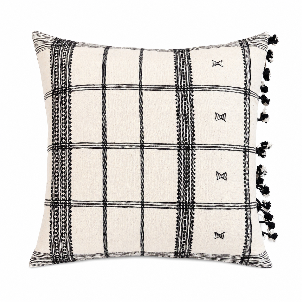 BHOMA HANDWOVEN CUSHION - MONOCHROME