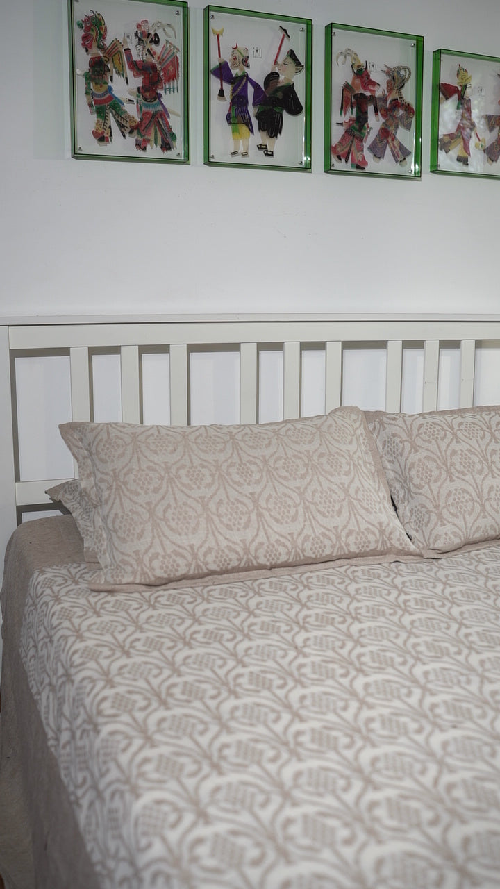 RESHA KING SIZE BEDCOVER SET - BEIGE