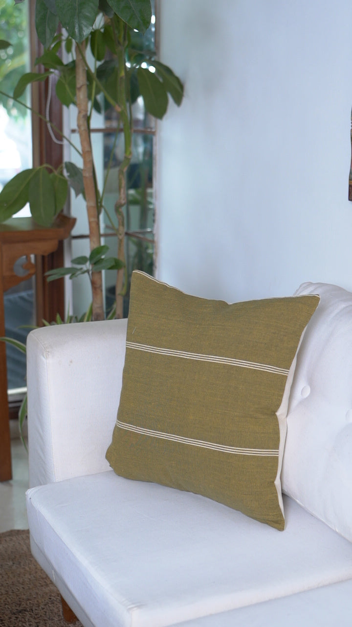 HARIT HANDWOVEN CUSHION - OLIVE GREEN