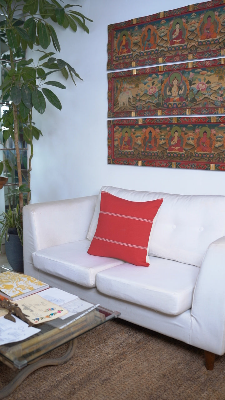 ROSSO STRIPE CUSHION - RED