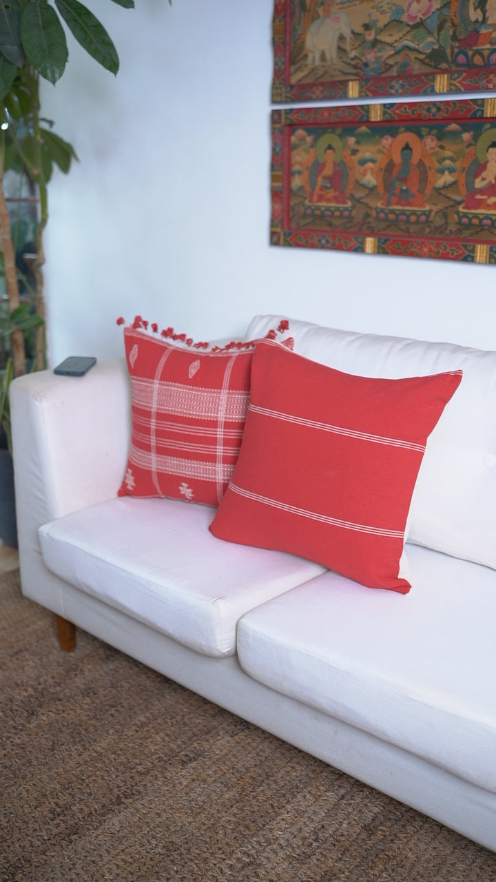 ROSSO STRIPE CUSHION - RED
