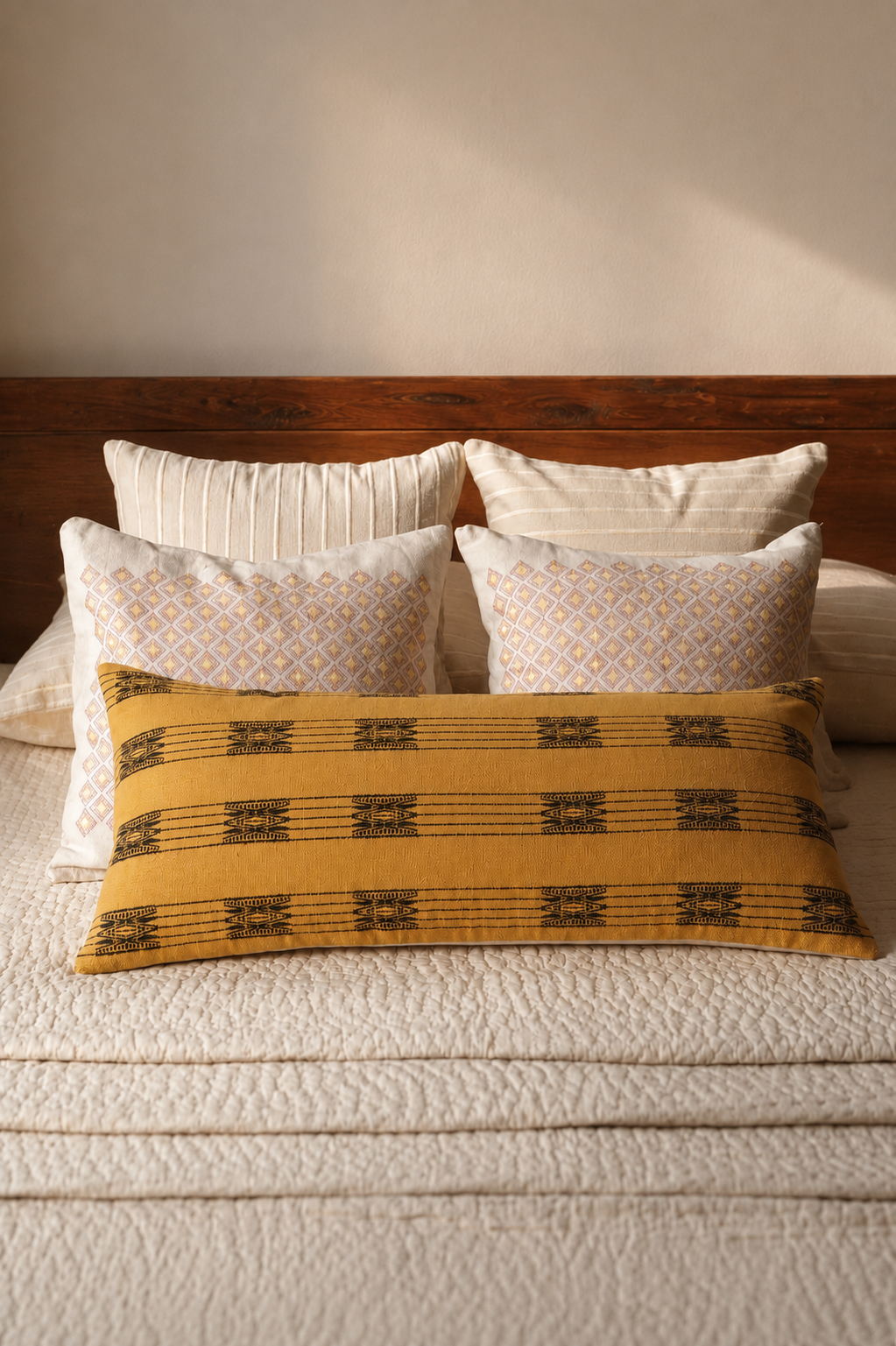 DHAAN HANDWOVEN LUMBAR - YELLOW AND BLACK