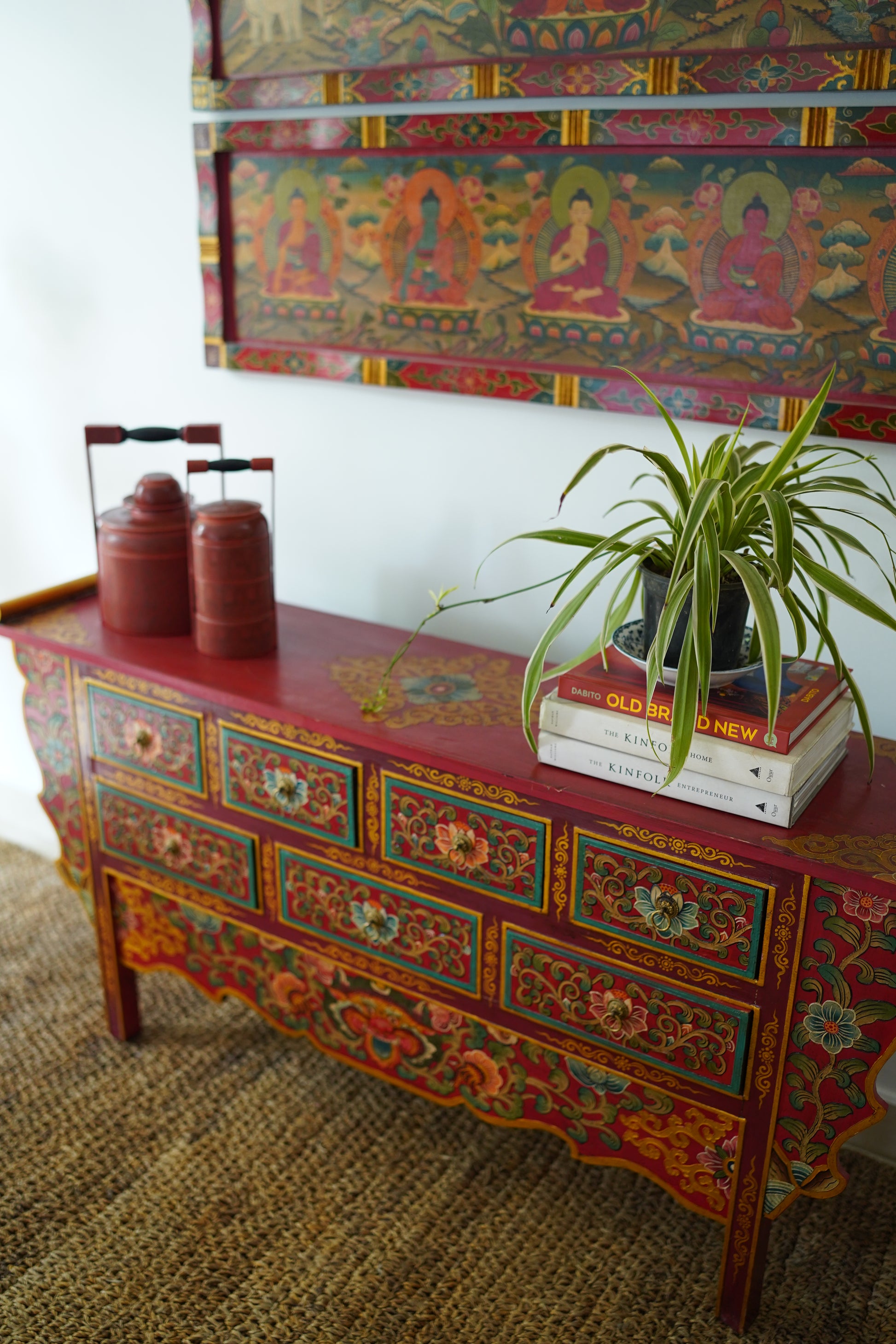 PEMA HANDMADE CONSOLE TABLE - RED