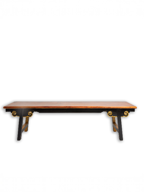 HAND-CARVED CLOUD BENCH - BLACK AND GOLD