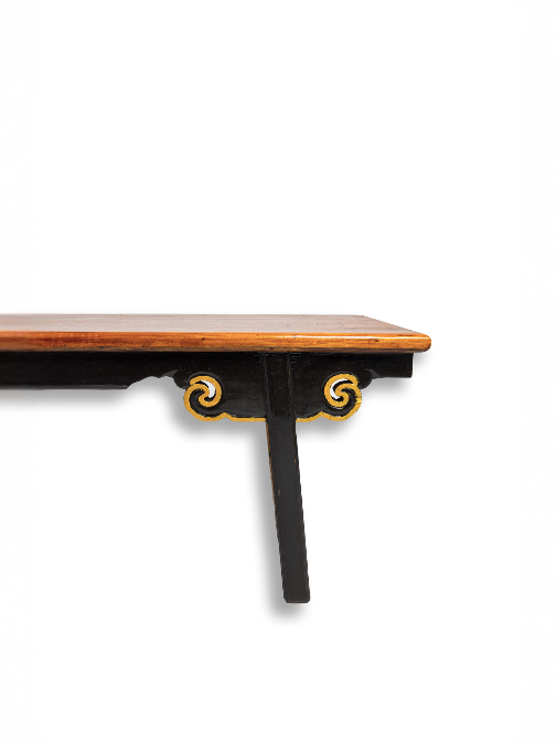 HAND-CARVED CLOUD BENCH - BLACK AND GOLD