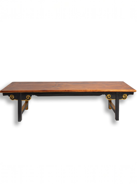 HAND-CARVED CLOUD BENCH - BLACK AND GOLD