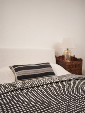 GINGHAM REVERSIBLE QUILT SET - MONOCHORME