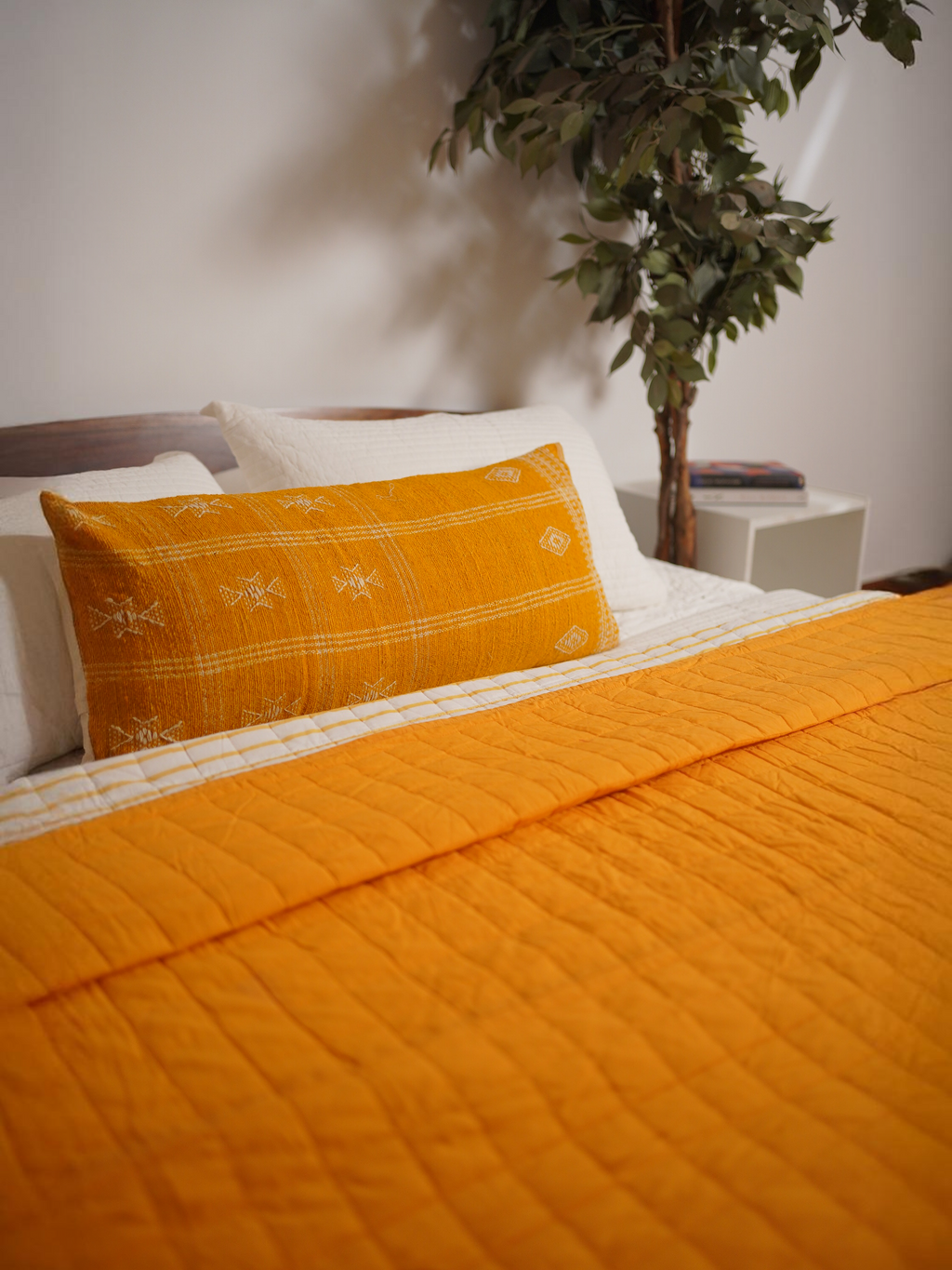 MANJA REVERSIBLE QUILT SET - YELLOW MUSTARD