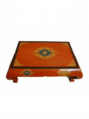 LOTUS HAND-CARVED COFFEE TABLE - ORANGE