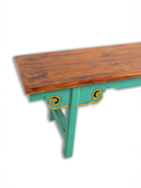 HAND-CARVED  CLOUD BENCH - BLUE GREEN