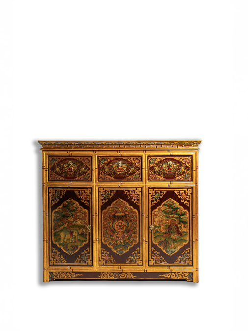 JATAKA TALES CABINET - RED AND GOLD