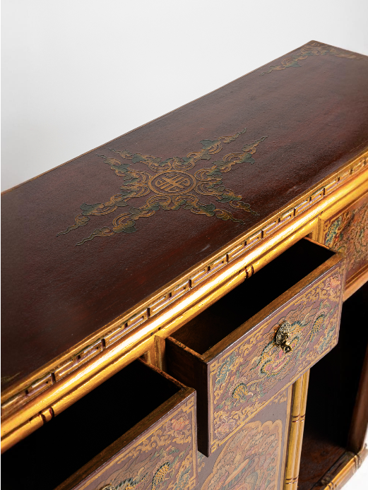 JATAKA TALES CABINET - RED AND GOLD