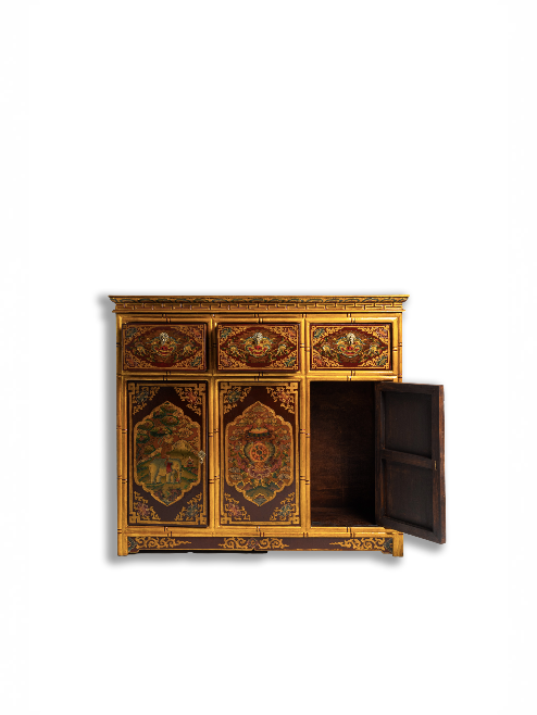 JATAKA TALES CABINET - RED AND GOLD