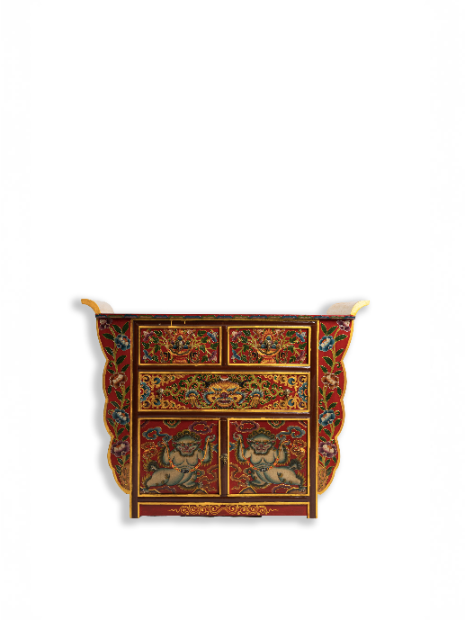 SNOWLION HANDPAINTED CABINET - RED
