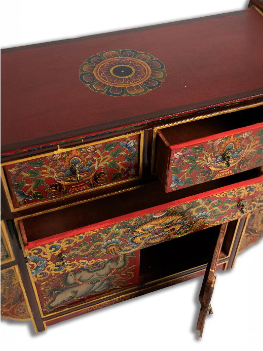 SNOWLION HANDPAINTED CABINET - RED