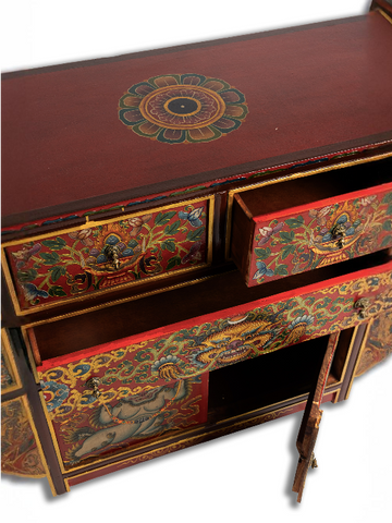 SNOWLION HANDPAINTED CABINET - RED