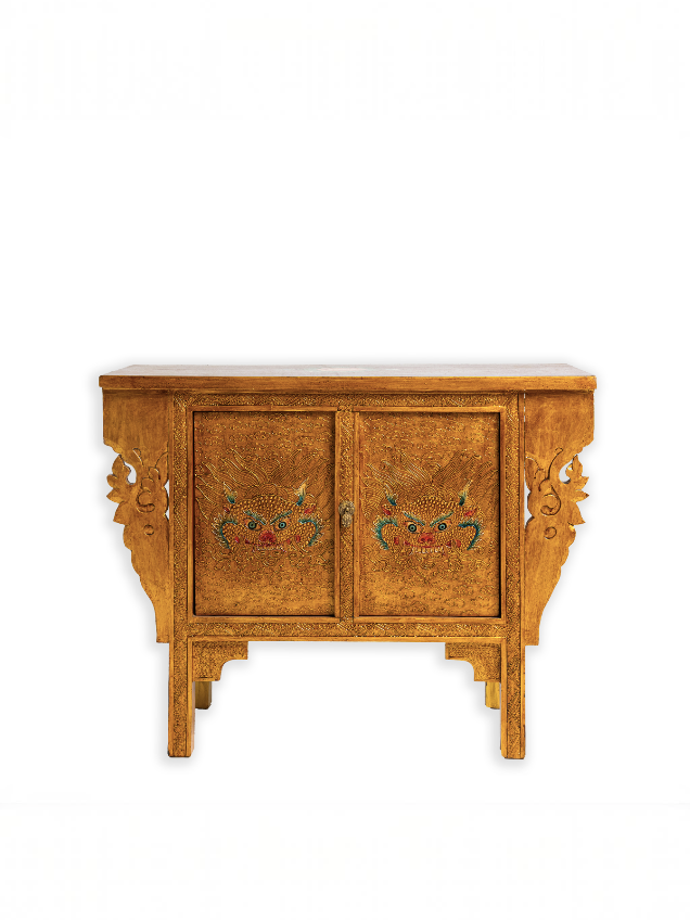 CHEPPU SIDE TABLE WITH STORAGE - VINTAGE GOLD FINISH