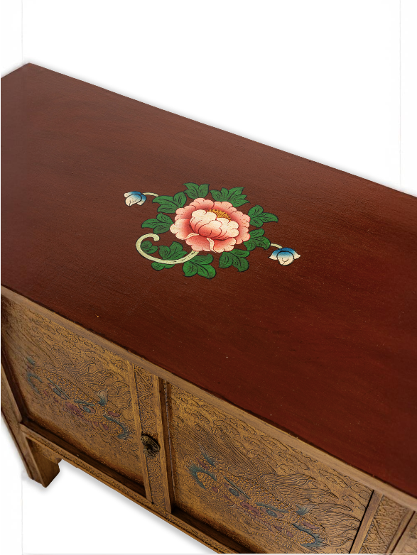 CHEPPU SIDE TABLE WITH STORAGE - VINTAGE GOLD FINISH