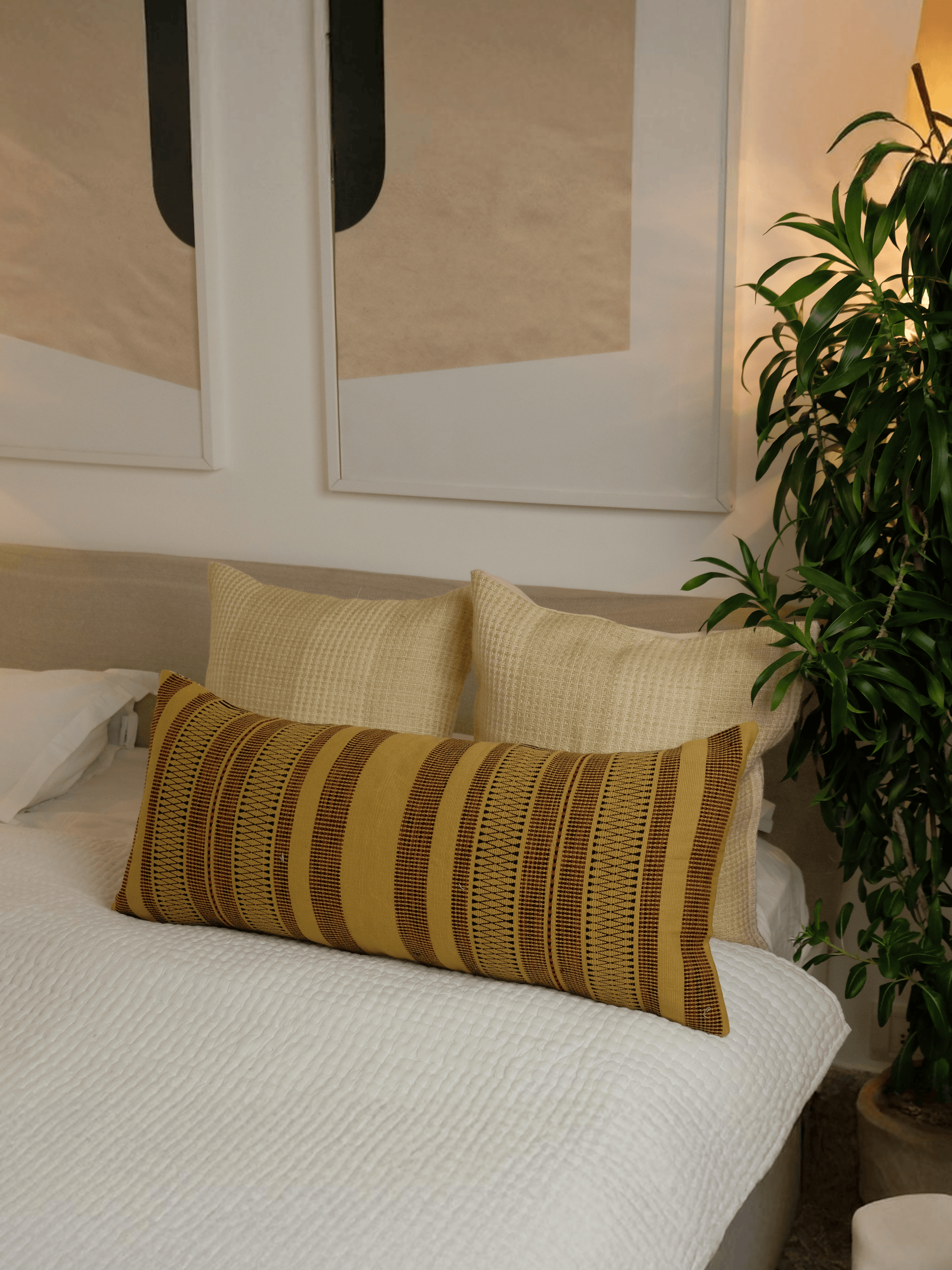 MOKO HANDWOVEN CUSHION - YELLOW AND RED