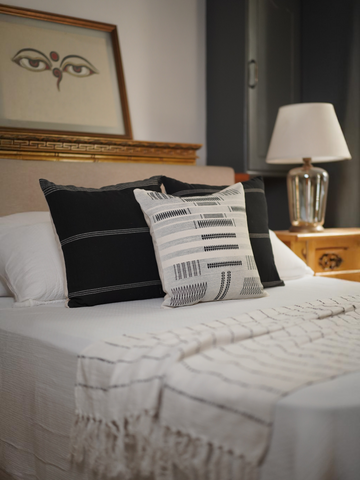 GIA HANDWOVEN CUSHION - MONOCHROME