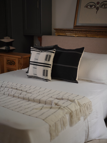 NICO HANDWOVEN CUSHION - MONOCHROME