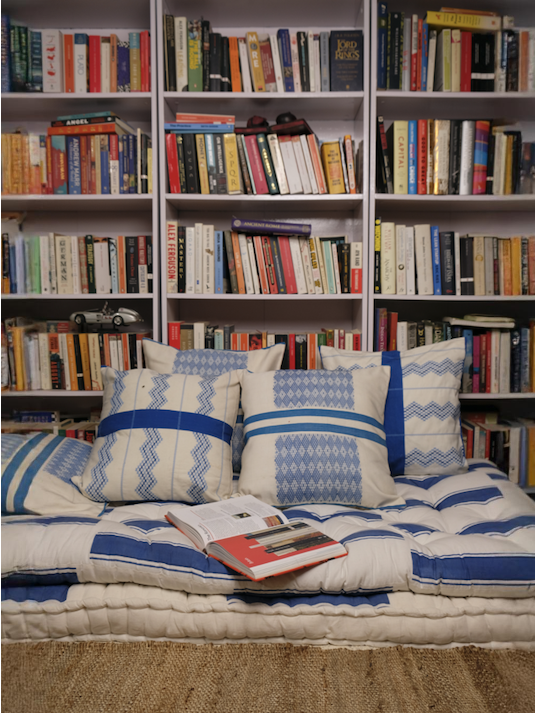 MIRA HANDWOVEN CUSHION - BLUE