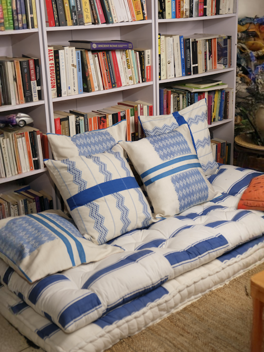 MIRAM HANDWOVEN CUSHION - BLUE