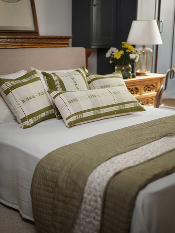 CITRON HANDWOVEN PILLOW - LIME GREEN