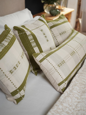 CITRON HANDWOVEN PILLOW - LIME GREEN