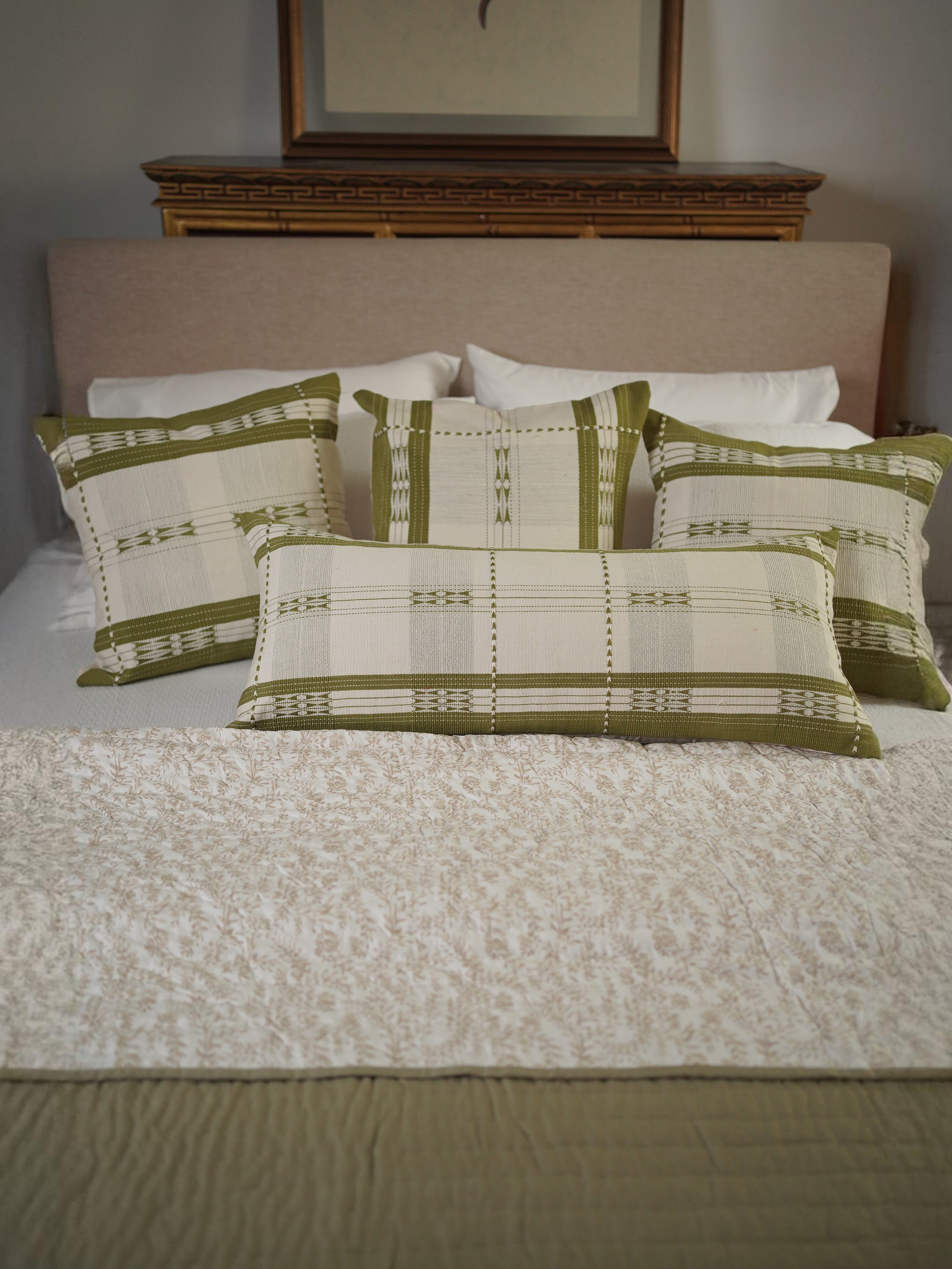 CITRON HANDWOVEN PILLOW - LIME GREEN